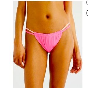 No Boundaries Juniors Tab Tunnel Bikini Swim Bottoms Size: XL Neon Pink Cheeky